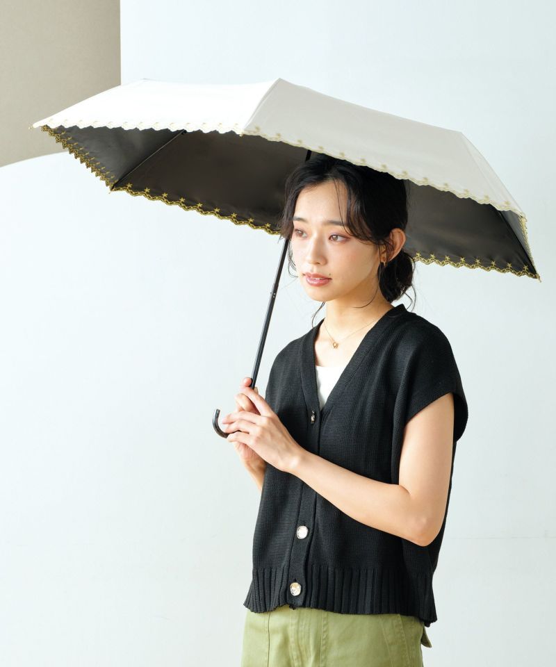 30%OFFクーポン有》遮光星柄スカラップ ミニ ギフト対象 日傘