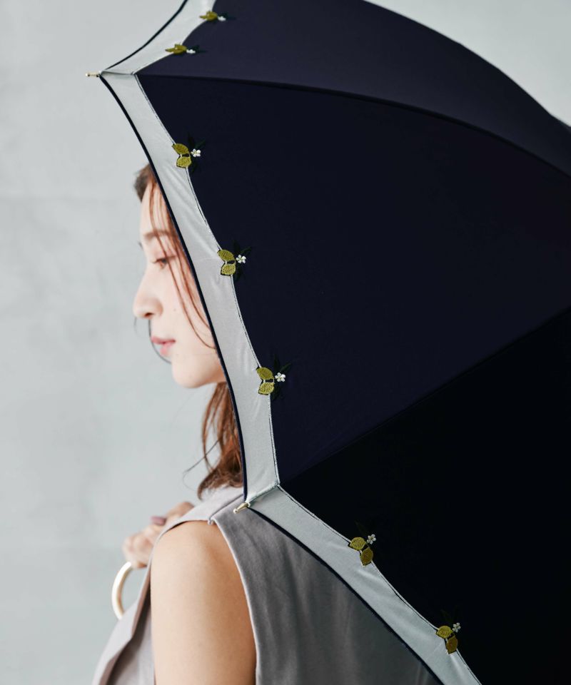 【セール50%オフ】日傘 長傘 遮光レモン刺繍