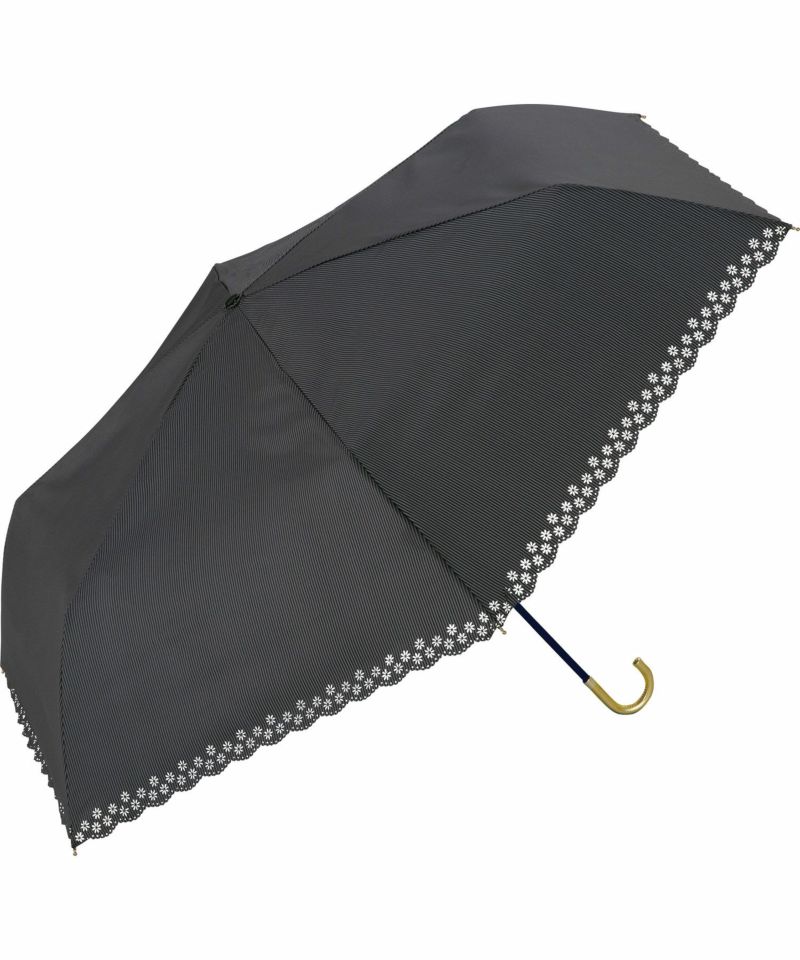 遮光フラワーカットストライプ ミニ ギフト対象 日傘 折りたたみ傘