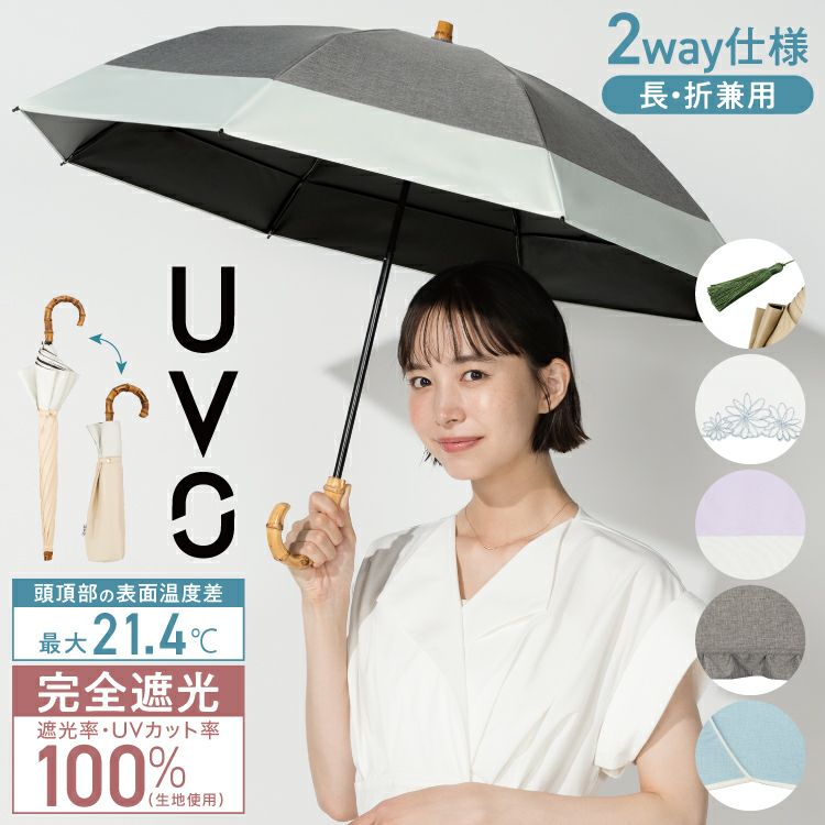 期間限定10％OFF】最強の日傘 UVO（ウーボ）2段折 ミニ 完全遮光100 