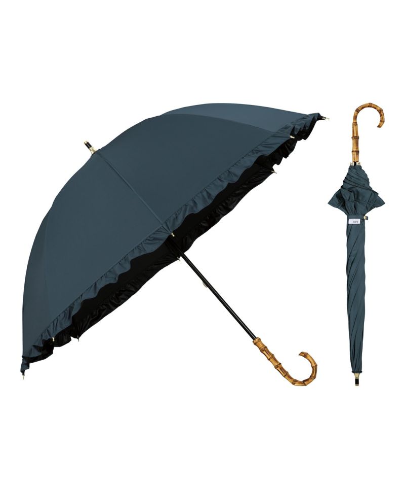 UVO（ウーボ）日傘 長傘 カラー:刺繍／ブラック 遮光率100%