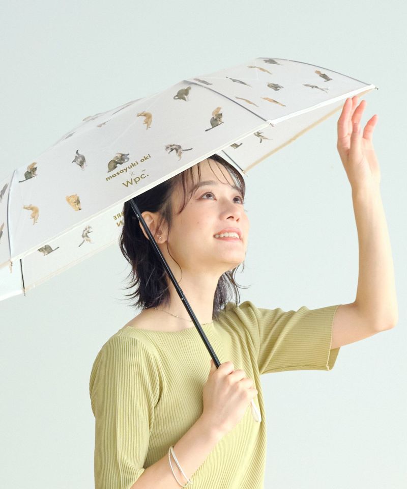 【セール50%オフ】沖昌之×Wpc. プラスティックアンブレにゃん ミニ 雨傘 ビニール傘 折りたたみ傘 ギフト対象