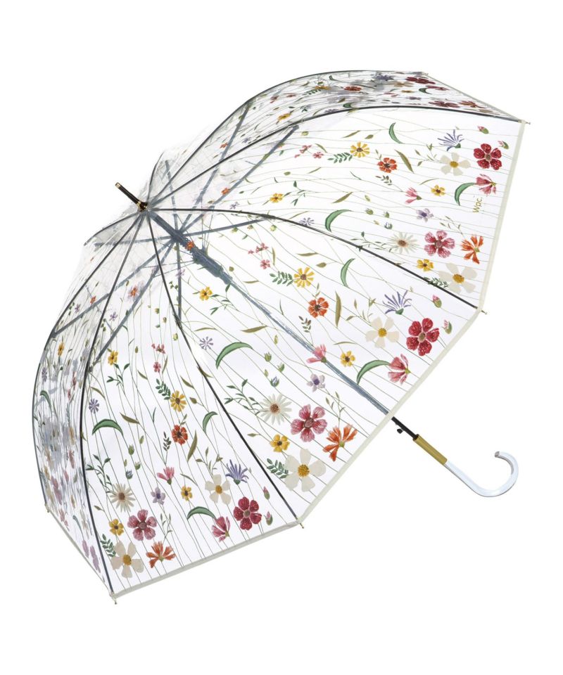 【色: ブルー】Wpc. 雨傘 [ビニール傘]刺繍風アンブレラ ブルー 長傘 6