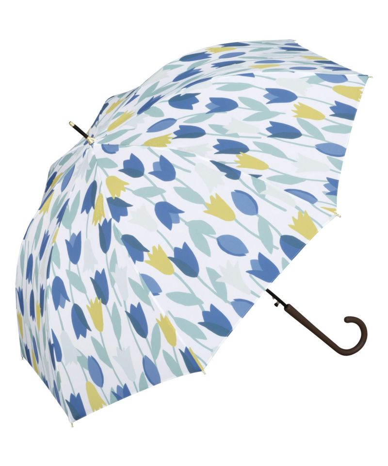 【色: ブルー】202Wpc. 雨傘 ヴィンテージチューリップ ブルー 長傘 5