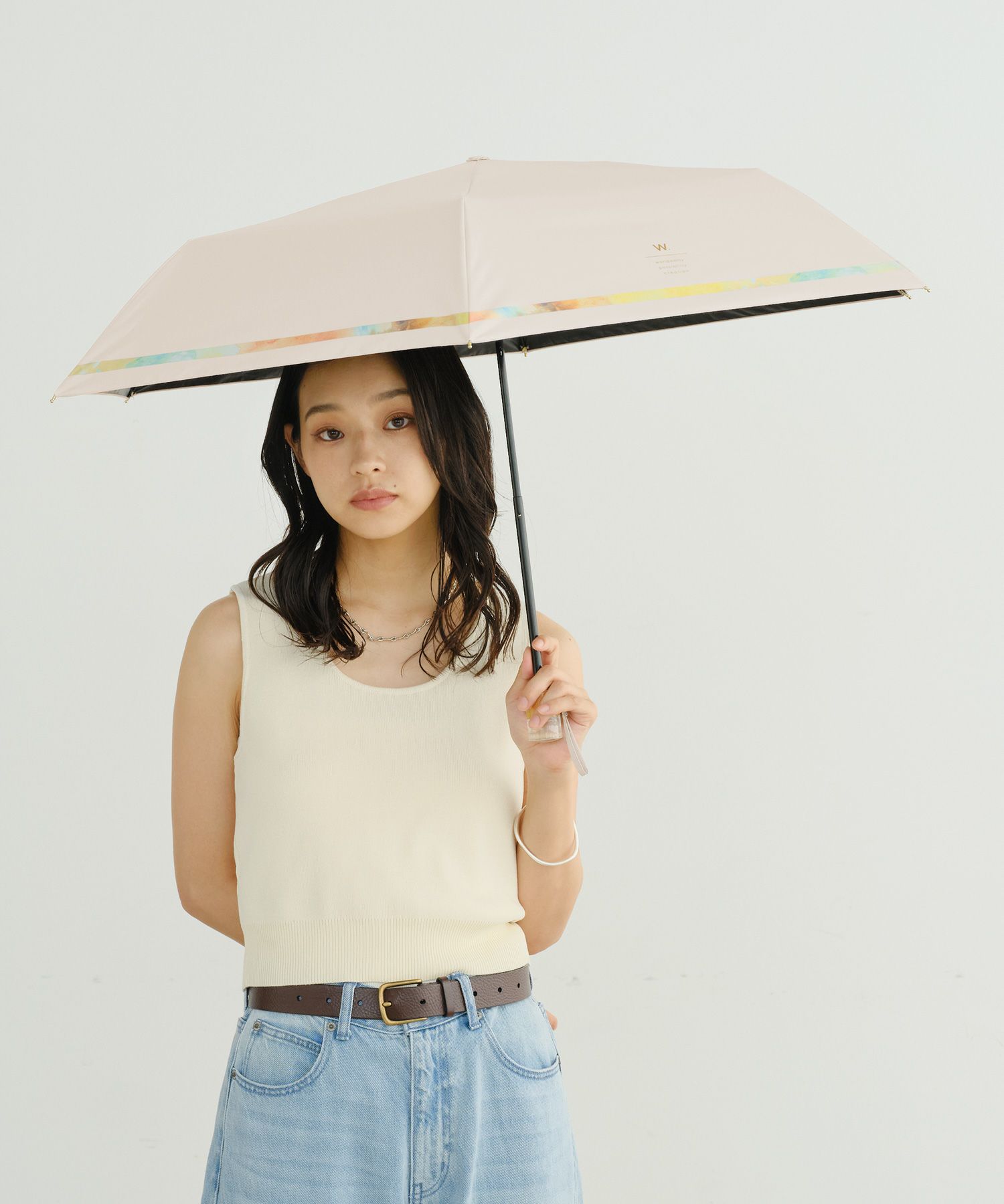 遮光ニュアンスライン ミニ Wpc. ギフト対象 日傘 折りたたみ 晴雨兼用