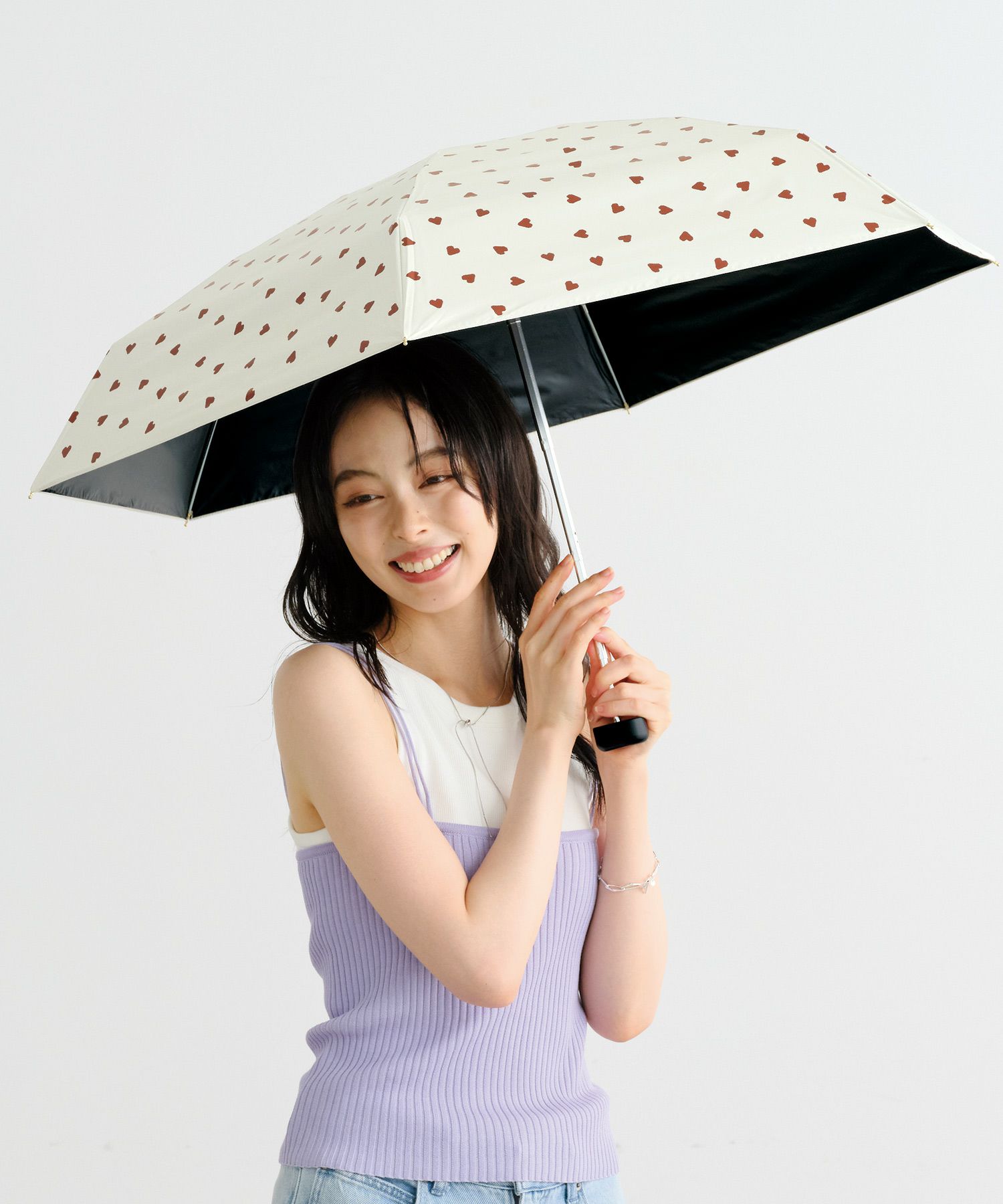 遮光ジャギーハート ミニ Wpc. ギフト対象 日傘 折りたたみ 晴雨兼用