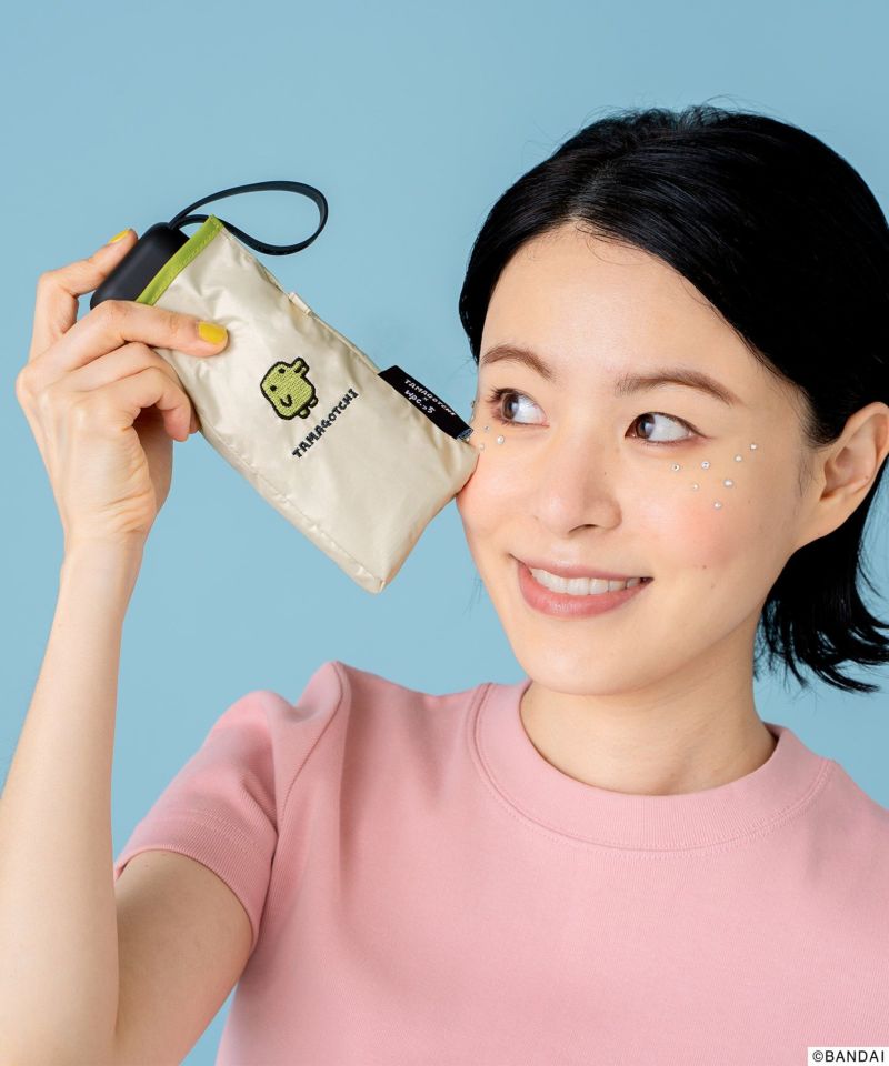 たまごっち×Wpc.っち 遮光刺繍ワンポイント 日傘 折りたたみ