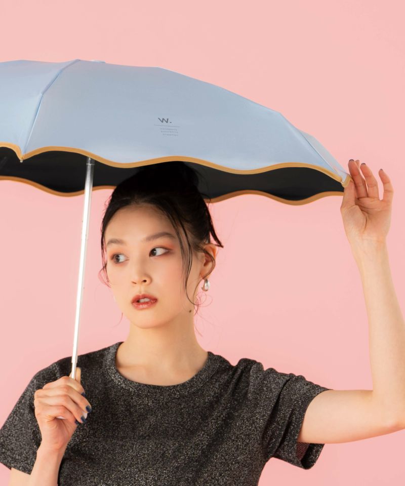 遮光ウェーブパイピングパラソル ミニ 日傘 折りたたみ ギフト対象